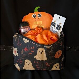 Halloween Gift Set with Ghost, Floral Print Pouch